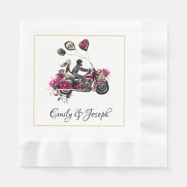 Serviette En Papier Mariage de moto Napkins (Devant)