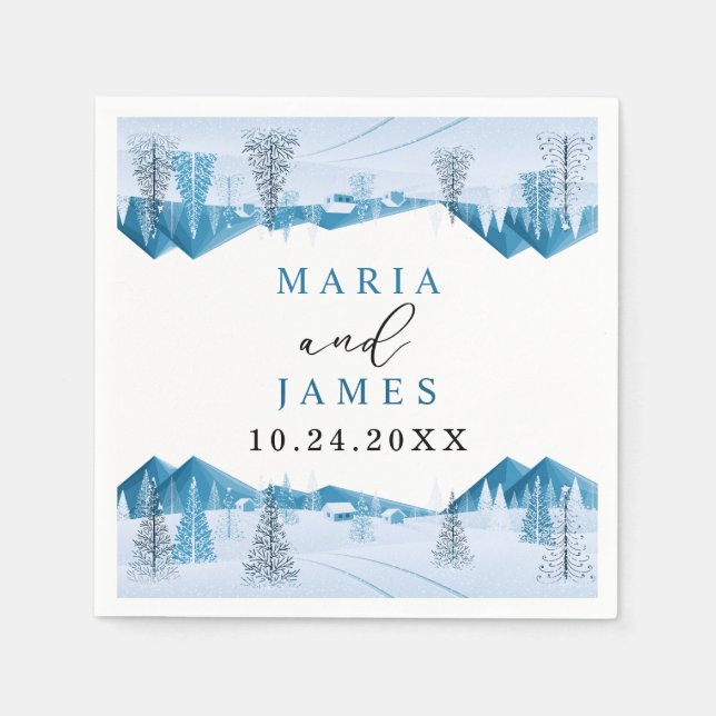 Serviette En Papier Mariage de neige d'hiver (Devant)