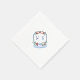 Serviette En Papier Mariage de Noël Couples Monogramme Chinoiserie