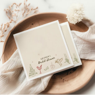 Serviette En Papier Mariage de Noël Dessiné à la Main