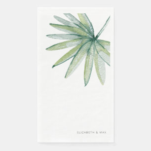 Serviette En Papier Mariage de noms de couples tropicaux blancs