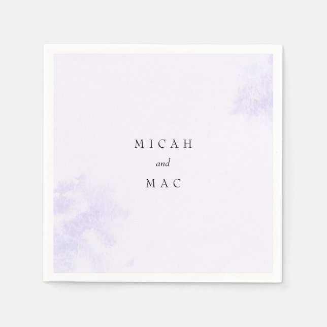 Serviette En Papier Mariage de noms de splash de la lavande d'aquarell (Devant)