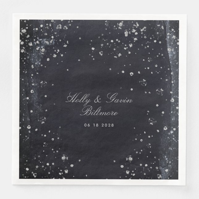 Serviette En Papier Mariage de nuit Silver Starry (Devant)
