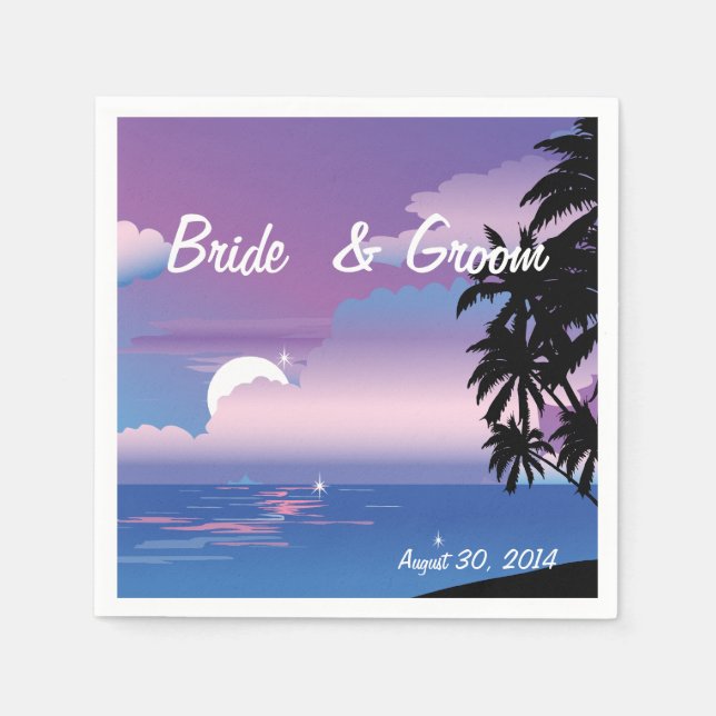 Serviette En Papier Mariage de Nuit Tropicale (Devant)