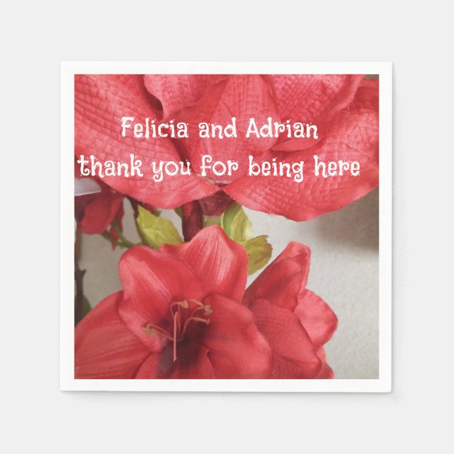 Serviette En Papier mariage de papier amaryllis rouge (Devant)