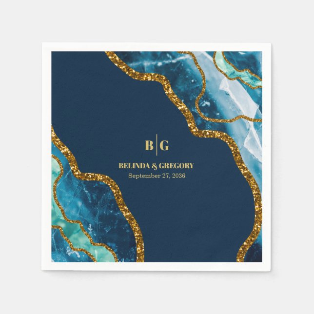 Serviette En Papier Mariage de Parties scintillant de la géométrie de  (Devant)