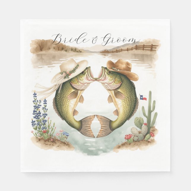 Serviette En Papier Mariage de pêche au Texas (Devant)