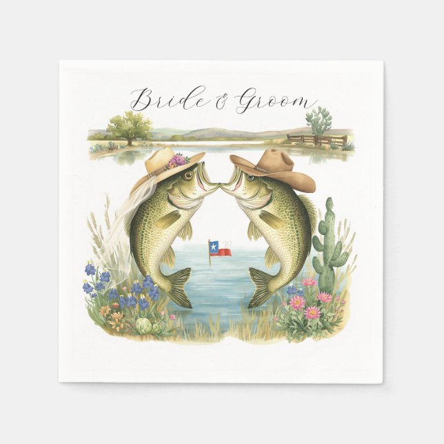 Serviette En Papier Mariage de pêche au Texas (Devant)