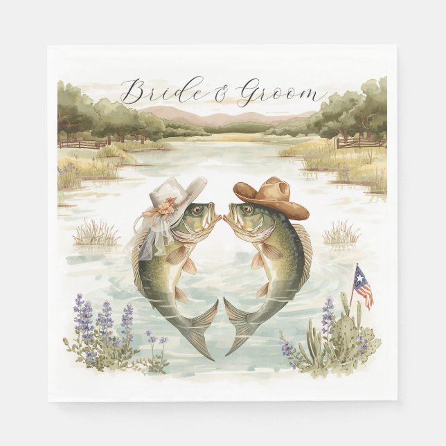 Serviette En Papier Mariage de pêche au Texas (Devant)