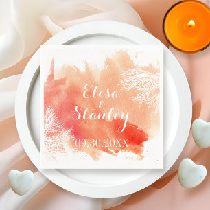 Serviette En Papier Mariage de pêche de récif de corail d'aquarelle mo