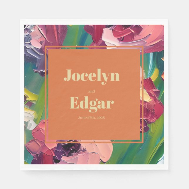 Serviette En Papier Mariage de peinture super Déco (Devant)