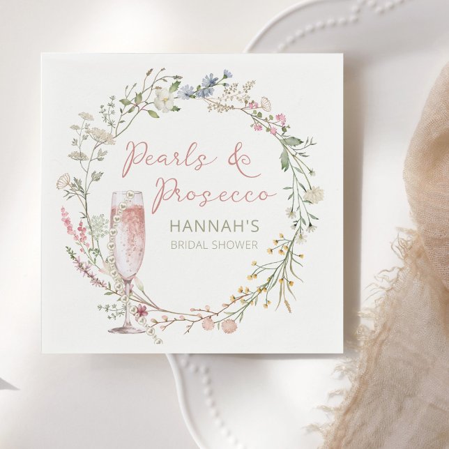 Serviette En Papier Mariage de perles et de Prosecco : Shower de maria (Créateur téléchargé)