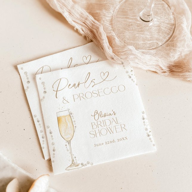 Serviette En Papier Mariage de Perles & Prosecco, Brunch & Bulles (Créateur téléchargé)