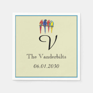 Serviette En Papier Mariage de perroquets tropicaux