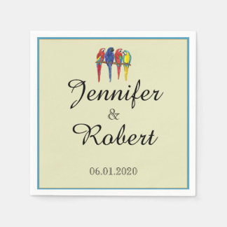 Serviette En Papier Mariage de perroquets tropicaux