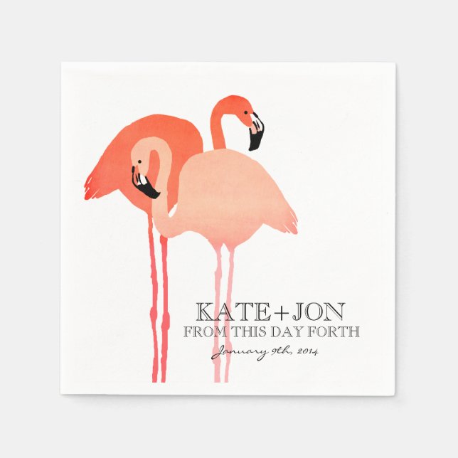 Serviette En Papier Mariage de plage de Flamants roses roses (Devant)