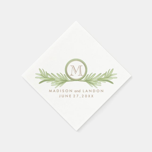 Serviette En Papier Mariage de plantes de Rosemary Sprigs (Coin)