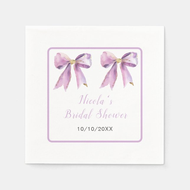 Serviette En Papier Mariage de poupée avec noeud papillon violet (Devant)