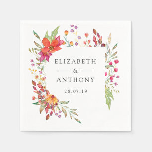 Serviette En Papier Mariage de printemps aquarelle aux fleurs sauvages
