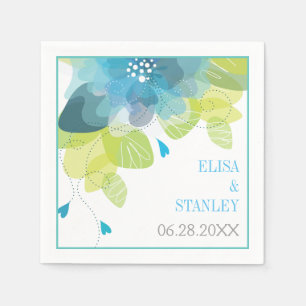 Serviette En Papier Mariage de printemps floral aux fleurs bleues déli