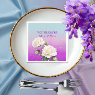 Serviette En Papier Mariage de printemps Roses Ombré Aquarelle Violet 