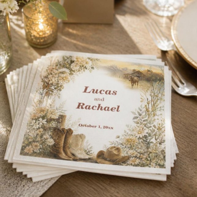 Serviette En Papier Mariage de Ranch Occidental de Luxe  (Créateur téléchargé)