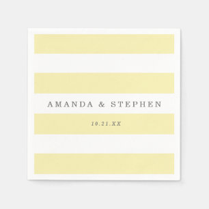 Serviette En Papier Mariage de rayures jaune chic