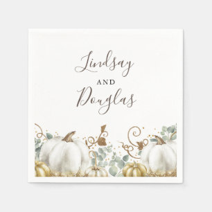 Serviette En Papier Mariage de récolte d'automne des Citrouilles blanc