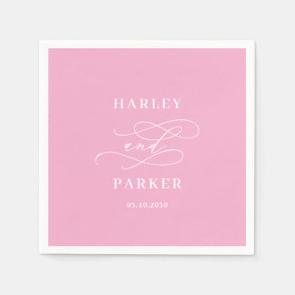 Serviette En Papier Mariage de répétition Chic Calligraphie Fiançaille