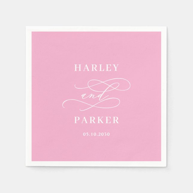 Serviette En Papier Mariage de répétition Chic Calligraphie Fiançaille (Devant)