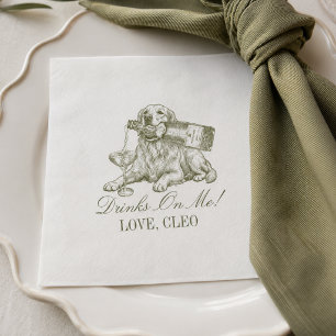 Serviette En Papier Mariage de retriever doré vert olive prépa