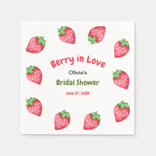 Serviette En Papier Mariage de rêve aux fraises roses et rouges