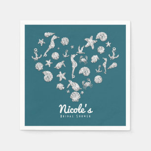 Serviette En Papier Mariage de Rêve Plage Diamant Cœur Fête de Mariée
