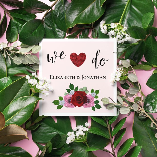 Serviette En Papier Mariage de roses rouges et roses (Créateur téléchargé)