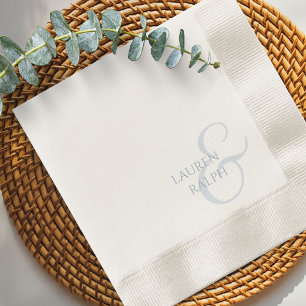 Serviette En Papier Mariage de script bleu foncé chic et élégant