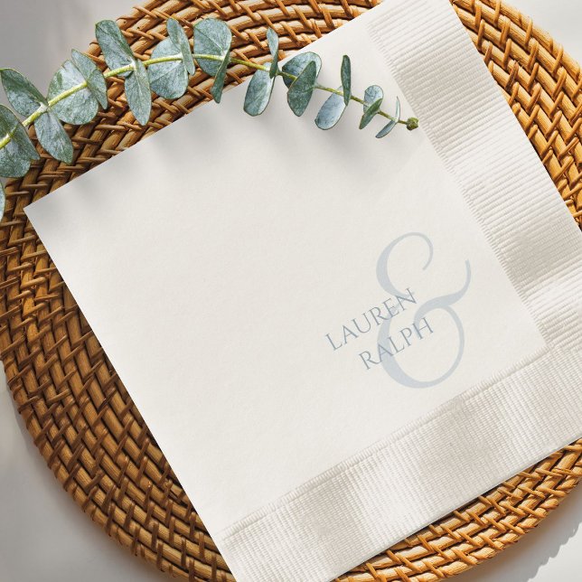 Serviette En Papier Mariage de script bleu foncé chic et élégant (Créateur téléchargé)