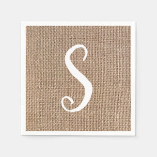 Serviette En Papier Mariage de script de monogramme de Burlap Look