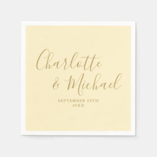 Serviette En Papier Mariage De Script Jaune Et Or Beurre
