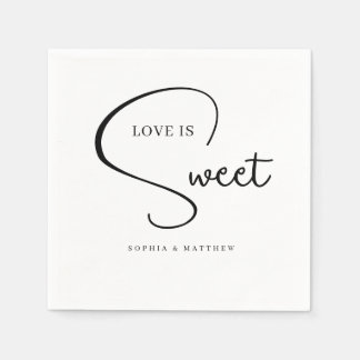 Serviette En Papier Mariage de script manuscrit noir et blanc