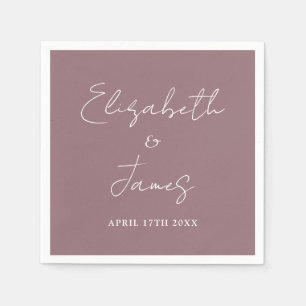 Serviette En Papier Mariage de script minimaliste moderne Mauve