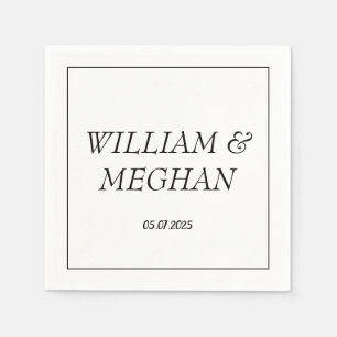 Serviette En Papier Mariage de script noir minimaliste simple et éléga