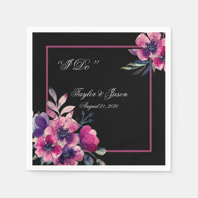 Serviette En Papier Mariage de script romantique rose chaud (Devant)