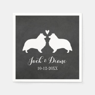 Serviette En Papier Mariage de Shelties avec Texte Personnalisé