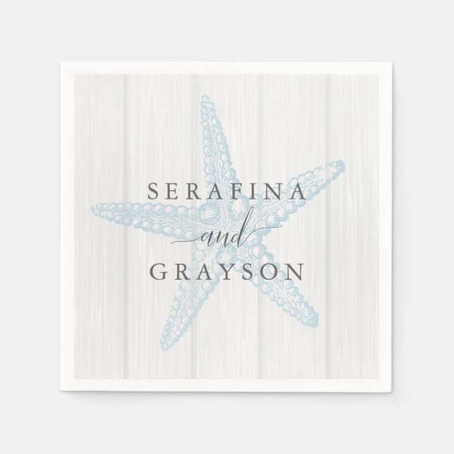 Serviette En Papier Mariage de Starfish Rustic Beach (Devant)