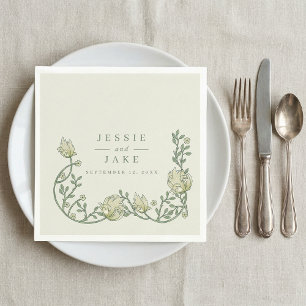 Serviette En Papier Mariage de style Art nouveau vintage avec bordure