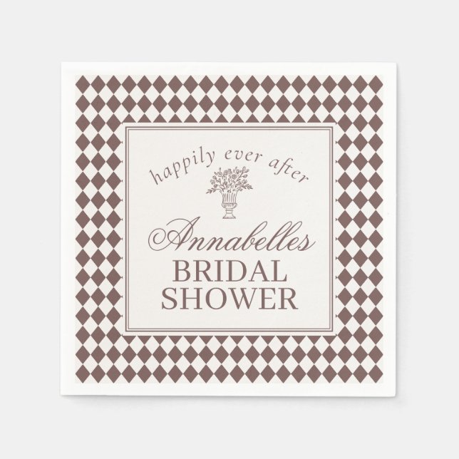 Serviette En Papier Mariage de style Harlequin Brun Marron (Devant)