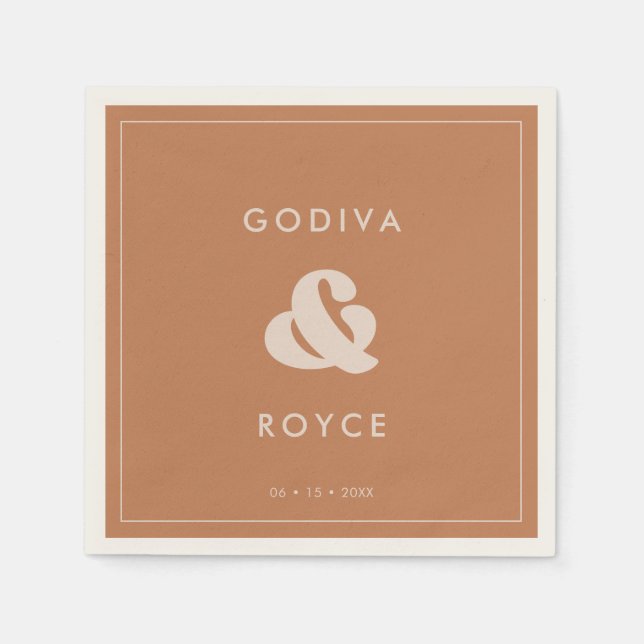Serviette En Papier Mariage de sucre Brown rétro élégant (Devant)