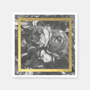 Serviette En Papier Mariage de table de bouquet Black Gold Rose
