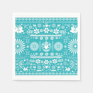 Serviette En Papier Mariage de Teint Turquoise Picado Mexicain