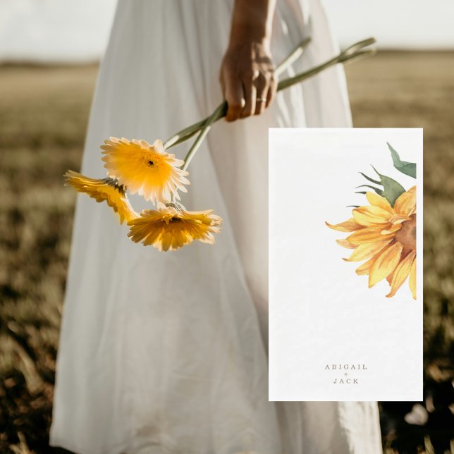 Serviette En Papier Mariage de texte personnalisé Sunflower Gold (Créateur téléchargé)